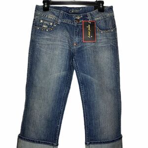 J-Star Cropped Jeans‎ Size 5/6 Camo Embellished Womens New Denim Blue 30X22